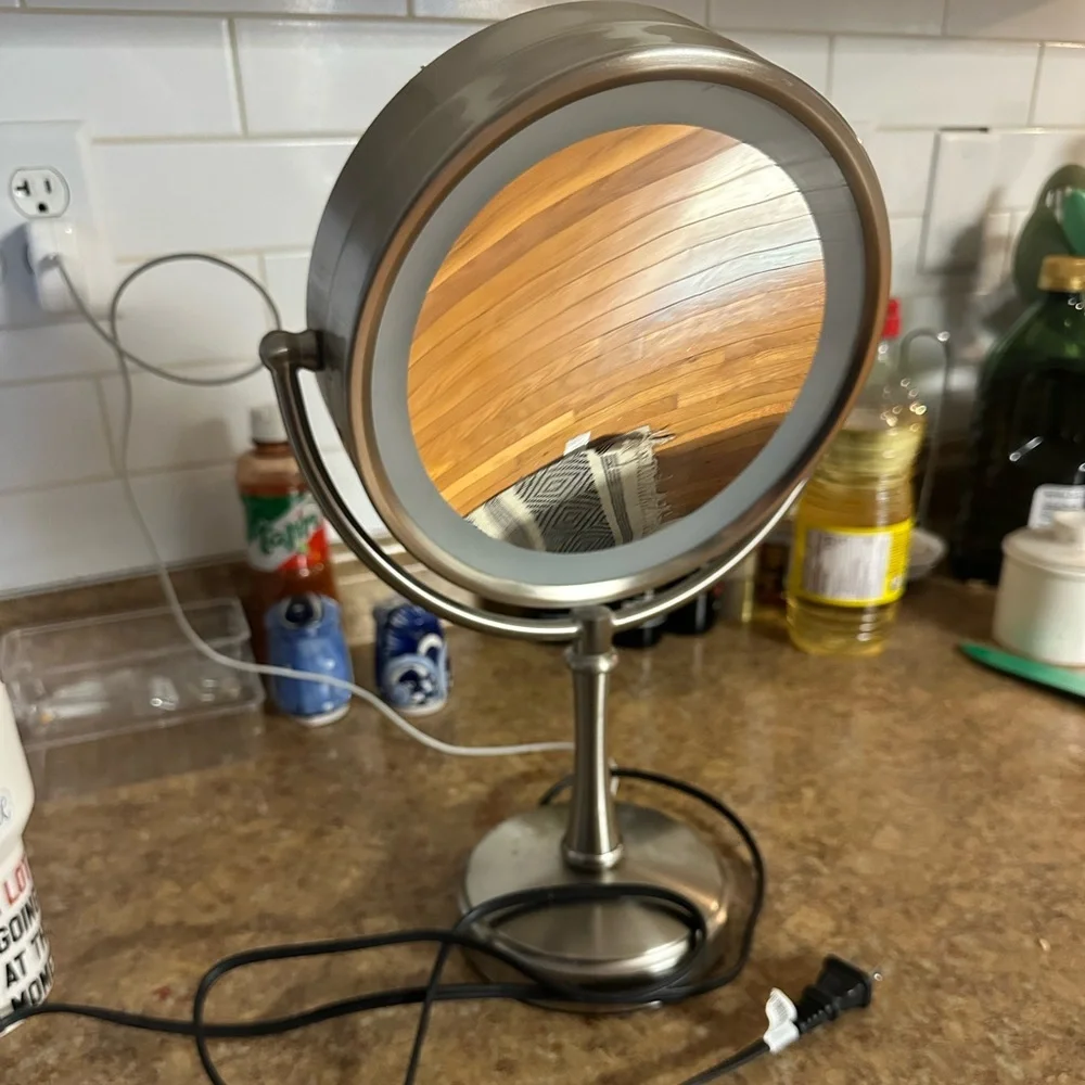 Brushed Nickel Vanity Mirror with LED Light